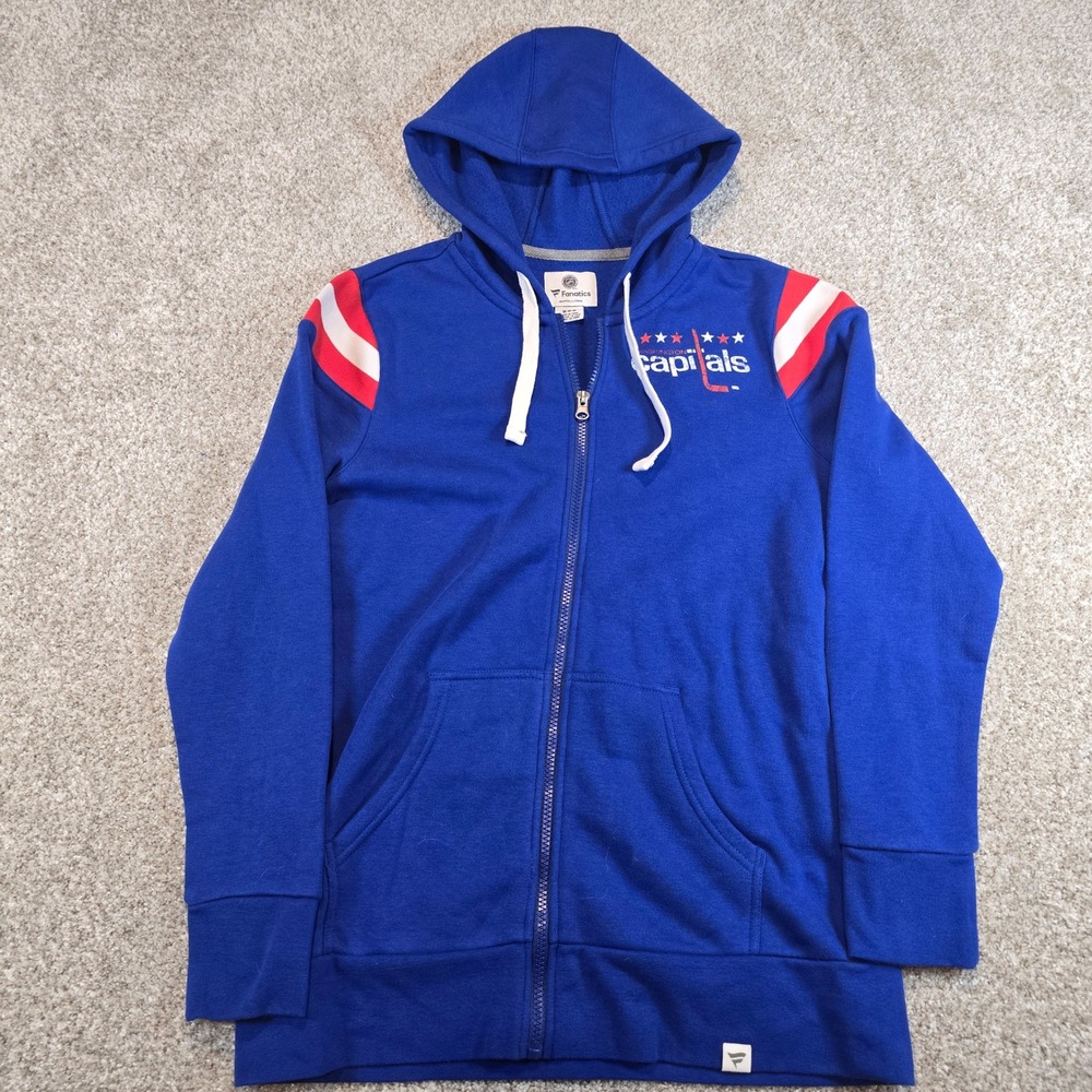 Fanatics Washington Capitals NHL Full Zip Hoodie Blue Mens Medium Fleece Jacket